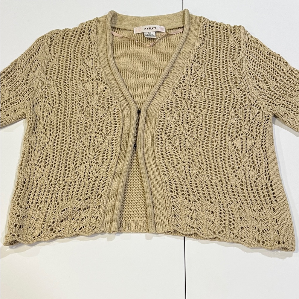 Vintage - Y2K, Beige/Tan Open-Knit Women's Cardigan, M